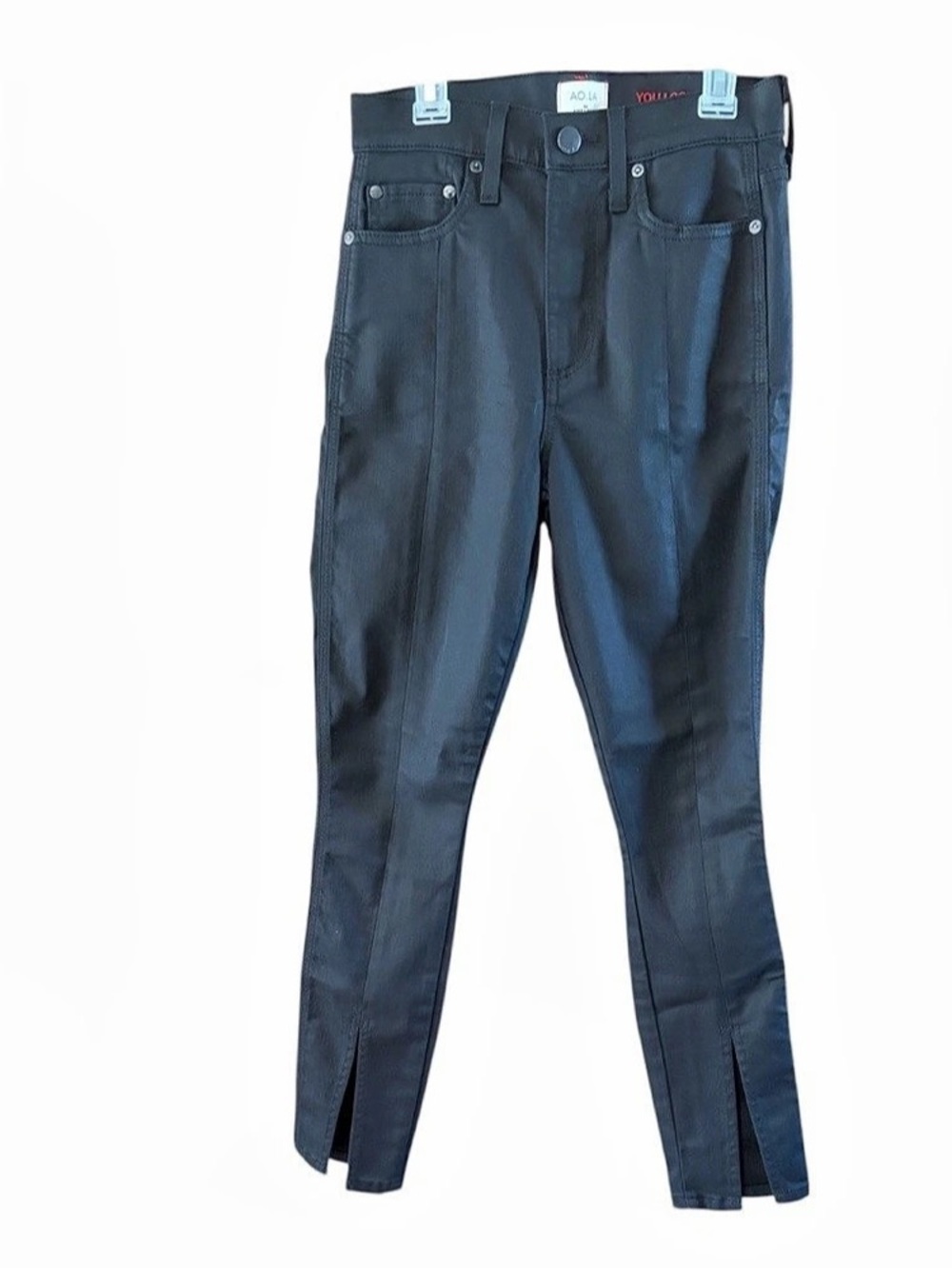 AO. LA Alice + Olivia Good High Rise Skinny Front Slit Coated Jeans In Cosmos